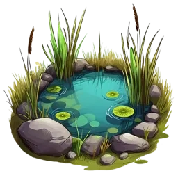 Petite mare avec nénuphars et roseaux